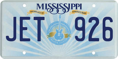 MS license plate JET926