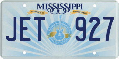 MS license plate JET927