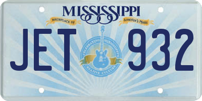 MS license plate JET932