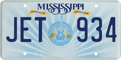 MS license plate JET934
