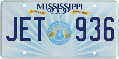 MS license plate JET936