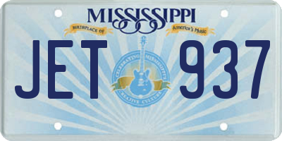 MS license plate JET937