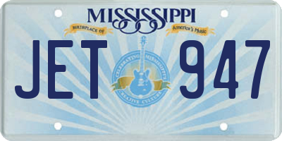 MS license plate JET947