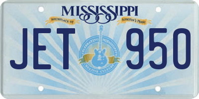 MS license plate JET950