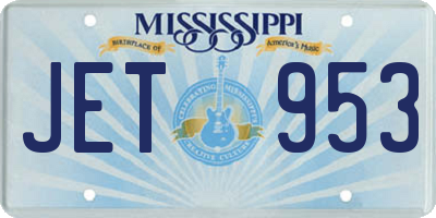MS license plate JET953