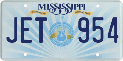 MS license plate JET954