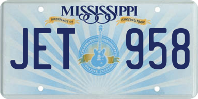 MS license plate JET958