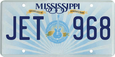 MS license plate JET968