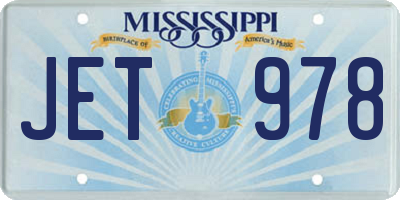 MS license plate JET978