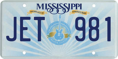 MS license plate JET981