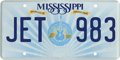 MS license plate JET983