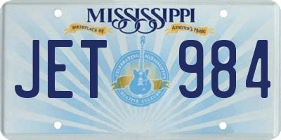 MS license plate JET984