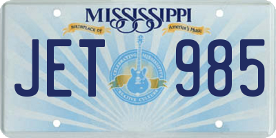 MS license plate JET985
