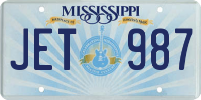 MS license plate JET987