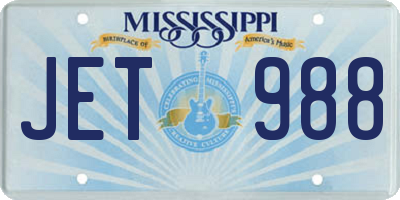 MS license plate JET988