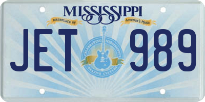 MS license plate JET989