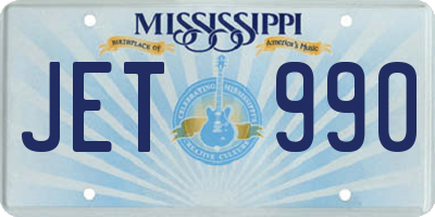 MS license plate JET990