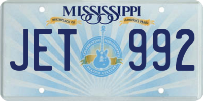 MS license plate JET992