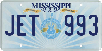 MS license plate JET993