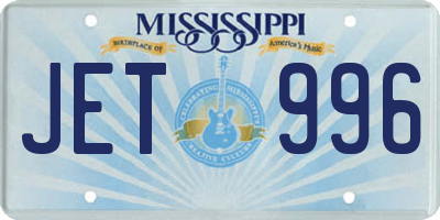 MS license plate JET996