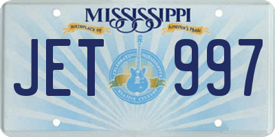 MS license plate JET997