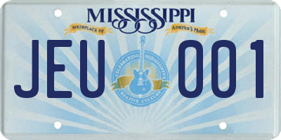 MS license plate JEU001