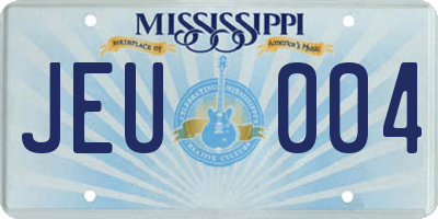 MS license plate JEU004