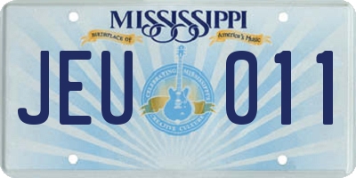 MS license plate JEU011