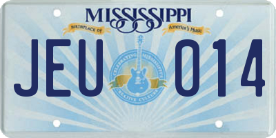 MS license plate JEU014