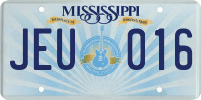 MS license plate JEU016