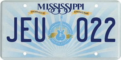 MS license plate JEU022