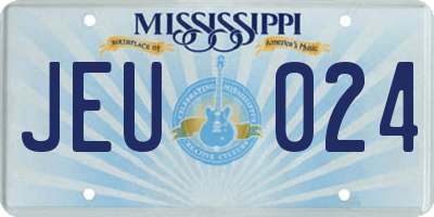 MS license plate JEU024