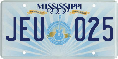 MS license plate JEU025