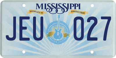 MS license plate JEU027