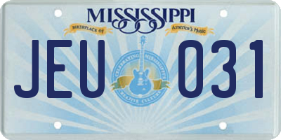 MS license plate JEU031