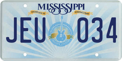 MS license plate JEU034