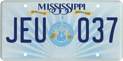 MS license plate JEU037