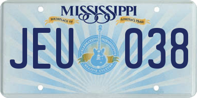MS license plate JEU038