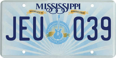 MS license plate JEU039