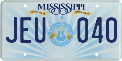 MS license plate JEU040