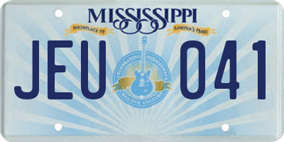 MS license plate JEU041