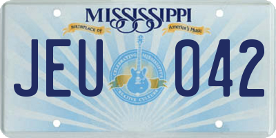 MS license plate JEU042