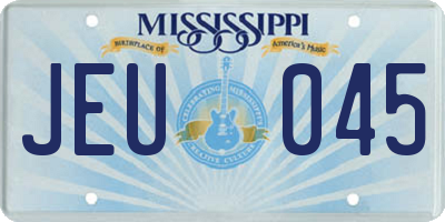 MS license plate JEU045