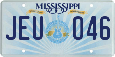 MS license plate JEU046
