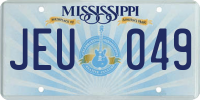 MS license plate JEU049