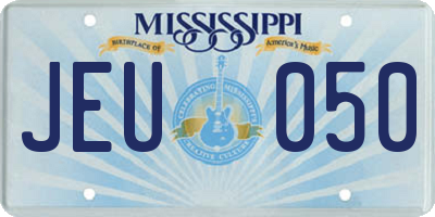MS license plate JEU050