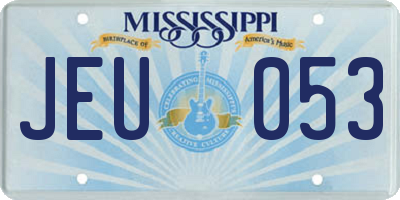 MS license plate JEU053