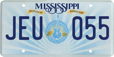 MS license plate JEU055