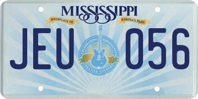 MS license plate JEU056