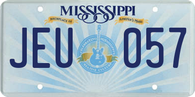 MS license plate JEU057